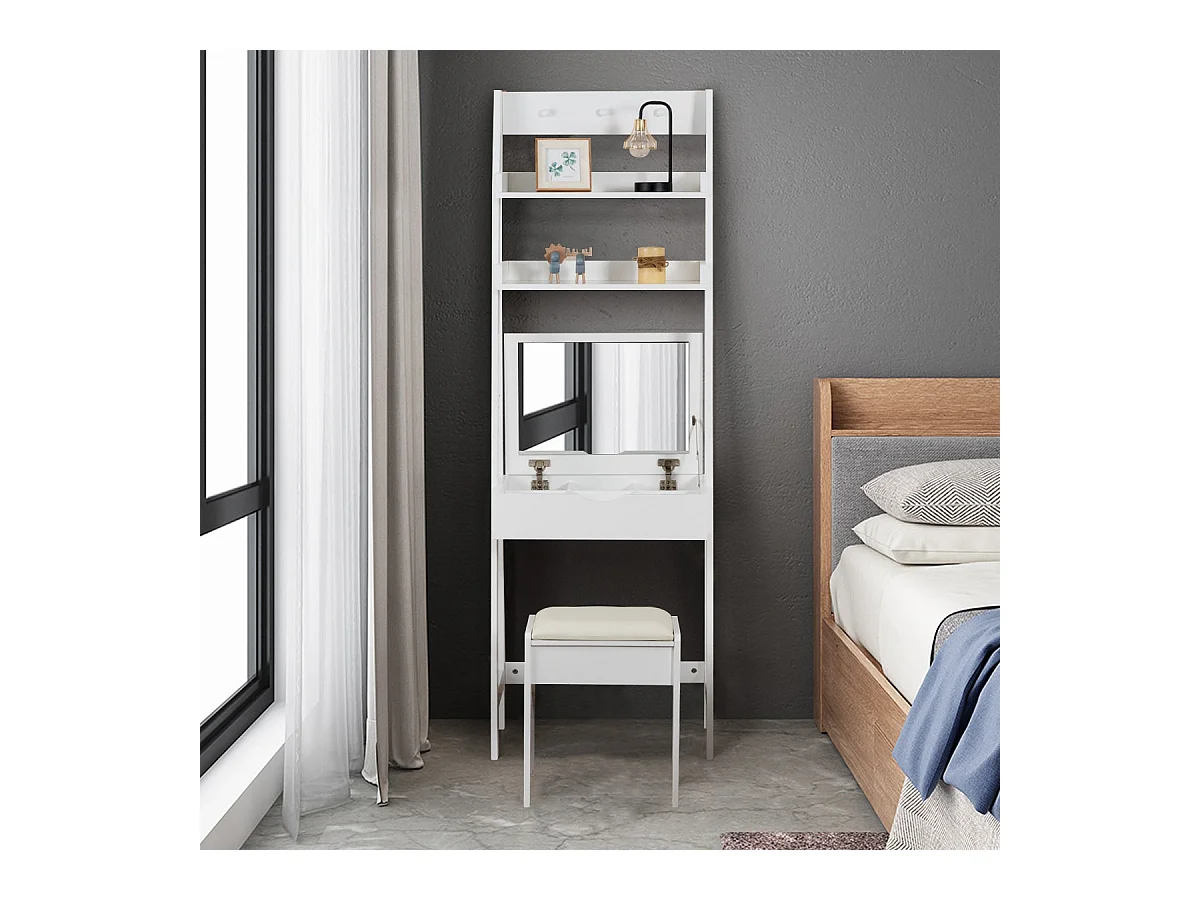Coiffeuse avec miroir table blanche 60 x 40 x 180 cm 20_0000471