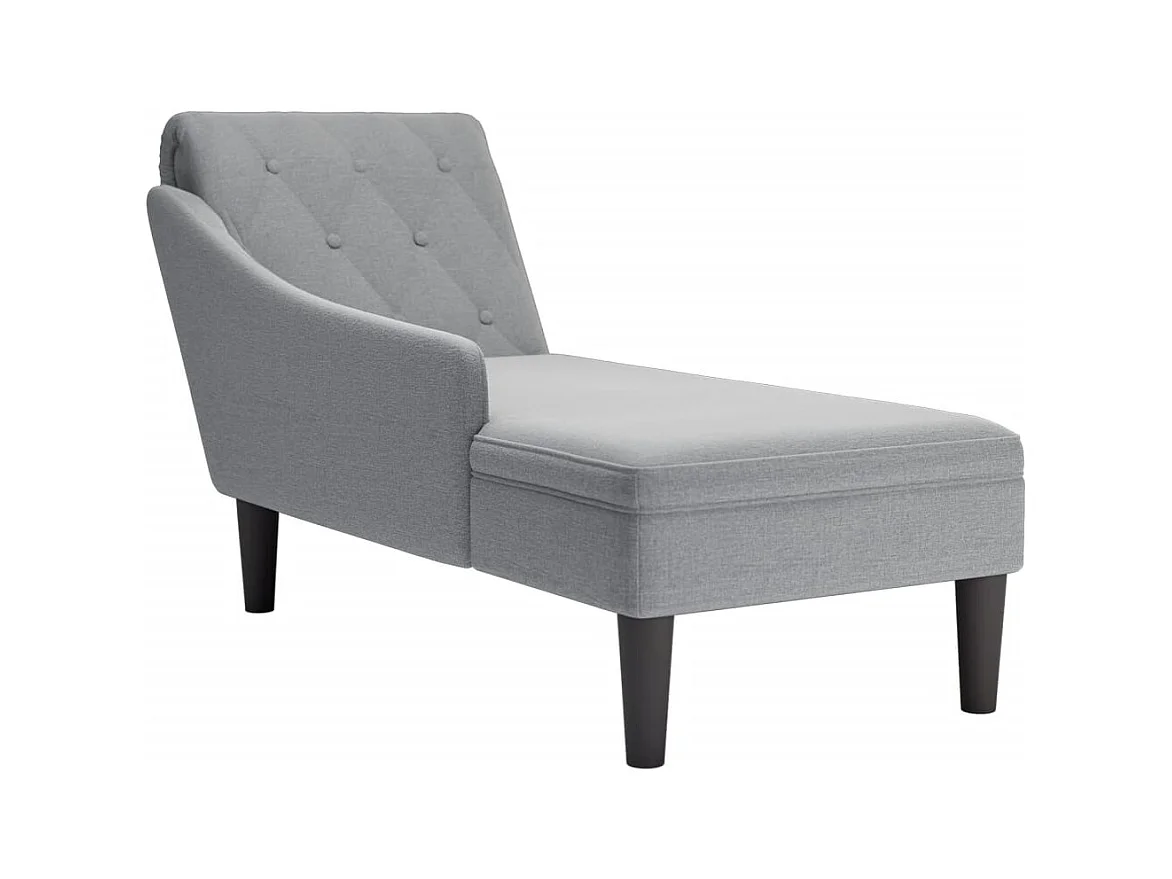 Méridienne chaise longue canapé tissu grise 145 x 56 x 70 cm DEC026255