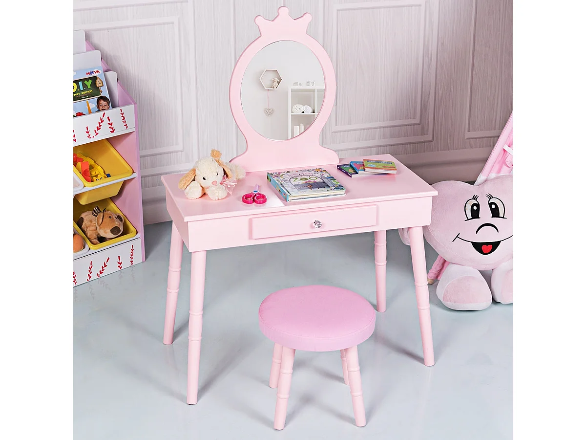 Coiffeuse bureau pour enfant effet bois 70 x 34 x 101 cm 20_0000475