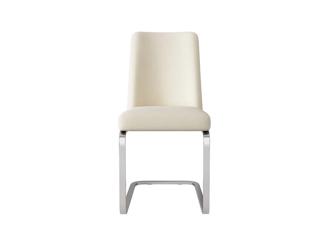 Lot de 4 chaises cantilever en velours et métal argenté, conception de diamant, charge max 150kg, 55x45x87cm, Beige