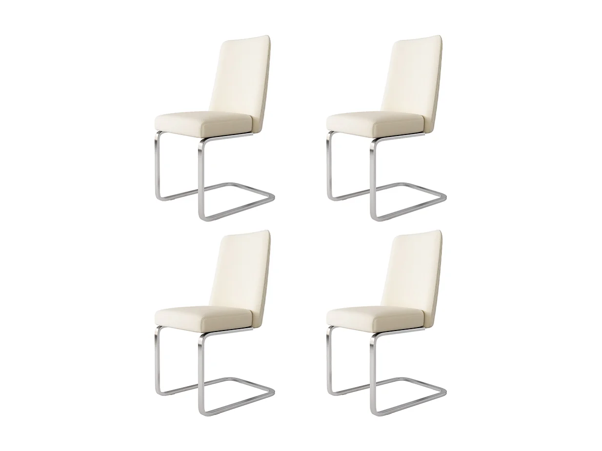 4 Cantilever-Sessel aus Samt und Silbermetall - Diamant-Design - Max. Belastung 150 kg - 55x45x87 cm - Beige