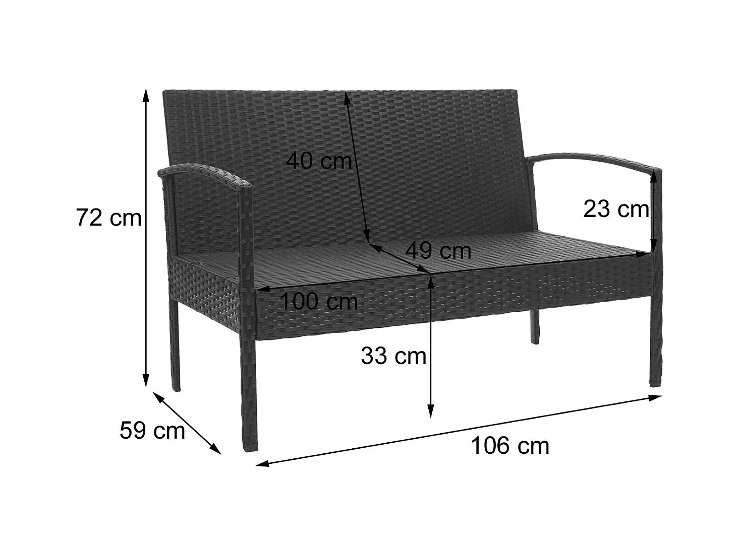 Ensemble pour extérieur balcon/jardin/salon grise 57 x 59 x 72 cm 04_0004200