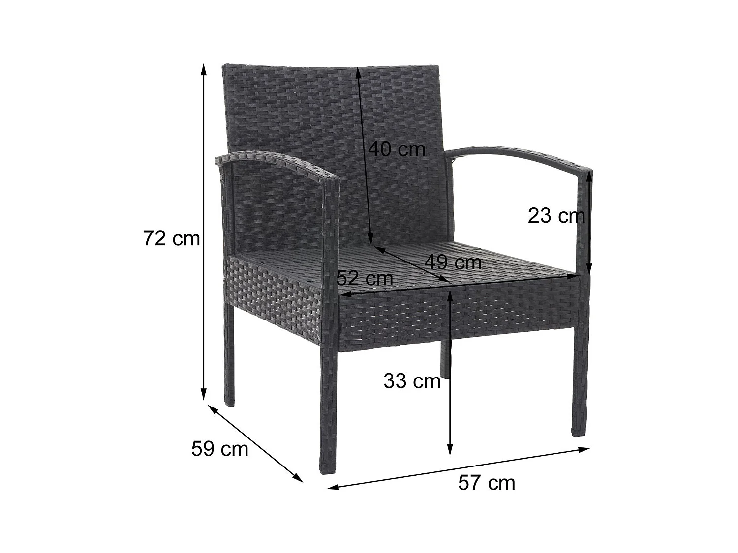 Ensemble pour extérieur balcon/jardin/salon grise 57 x 59 x 72 cm 04_0004200