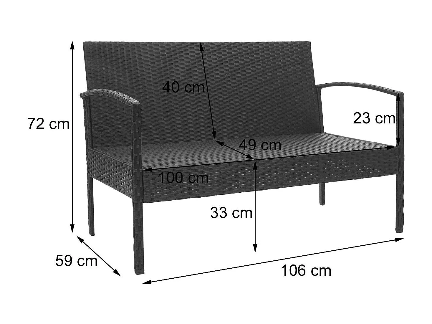 Ensemble pour extérieur balcon/jardin/salon grise 57 x 59 x 72 cm 04_0004200