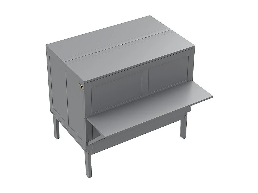 Lit escamotable 90x200 cm en bois - avec sommier à lattes - charge max 150kg - Gris