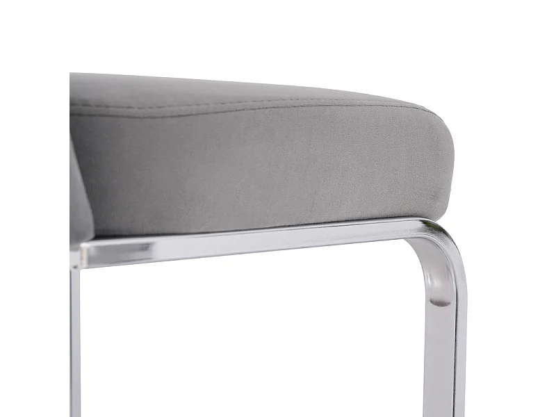Lot de 2 chaises cantilever en velours et métal argenté, conception de diamant, charge max 150kg, 55x45x87cm, Gris