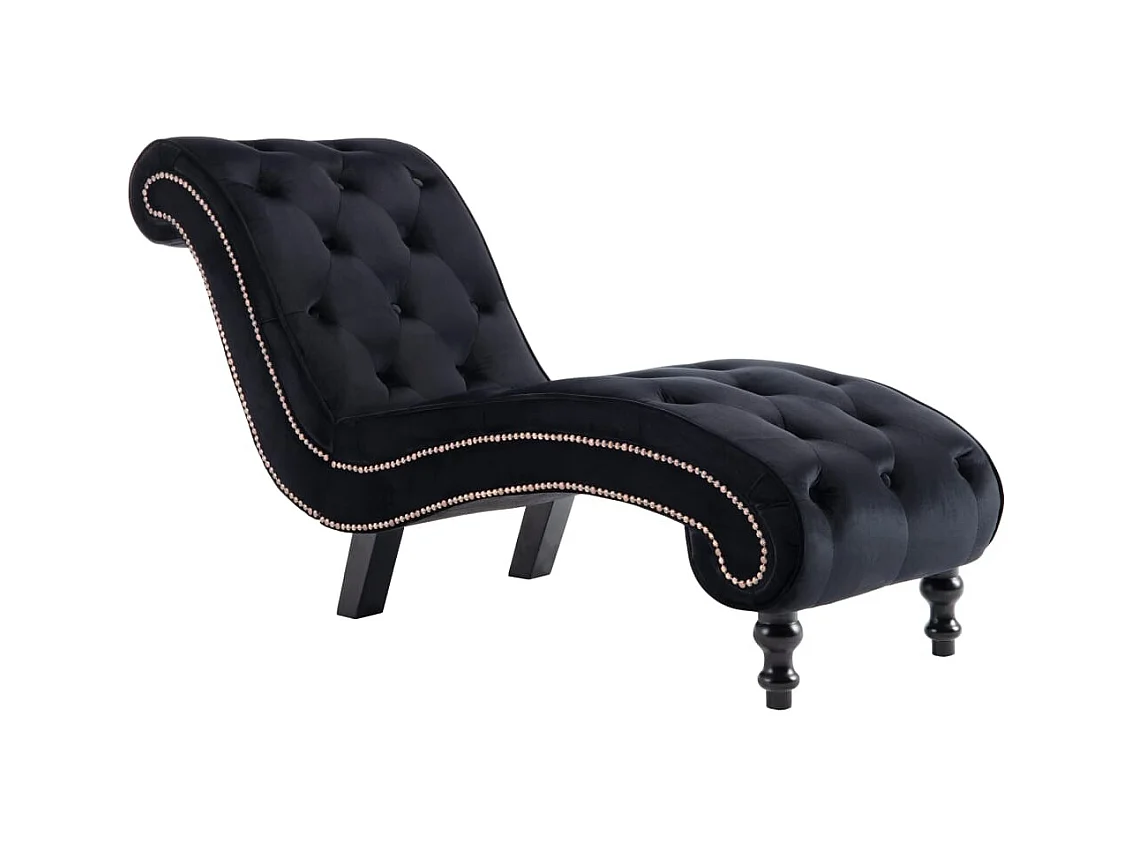 Méridienne chaise longue canapé noire 145 x 52 x 77 cm DEC026216