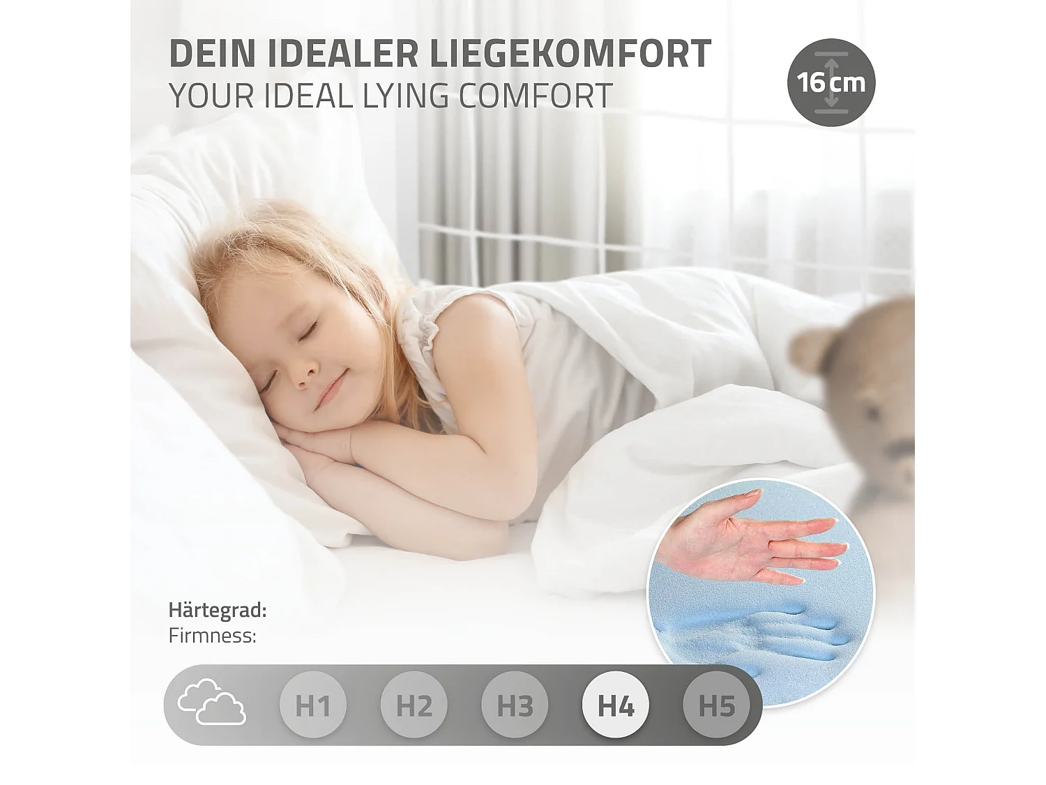 Lit d'enfant 90x200 cm avec matelas H16 cm en mousse cadre blanc en bois design football pin massif robuste avec sommier à lattes et filet de but