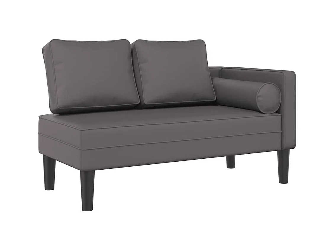 Méridienne chaise longue canapé PVC grise 116.5 x 62 x 57.5 cm DEC026082