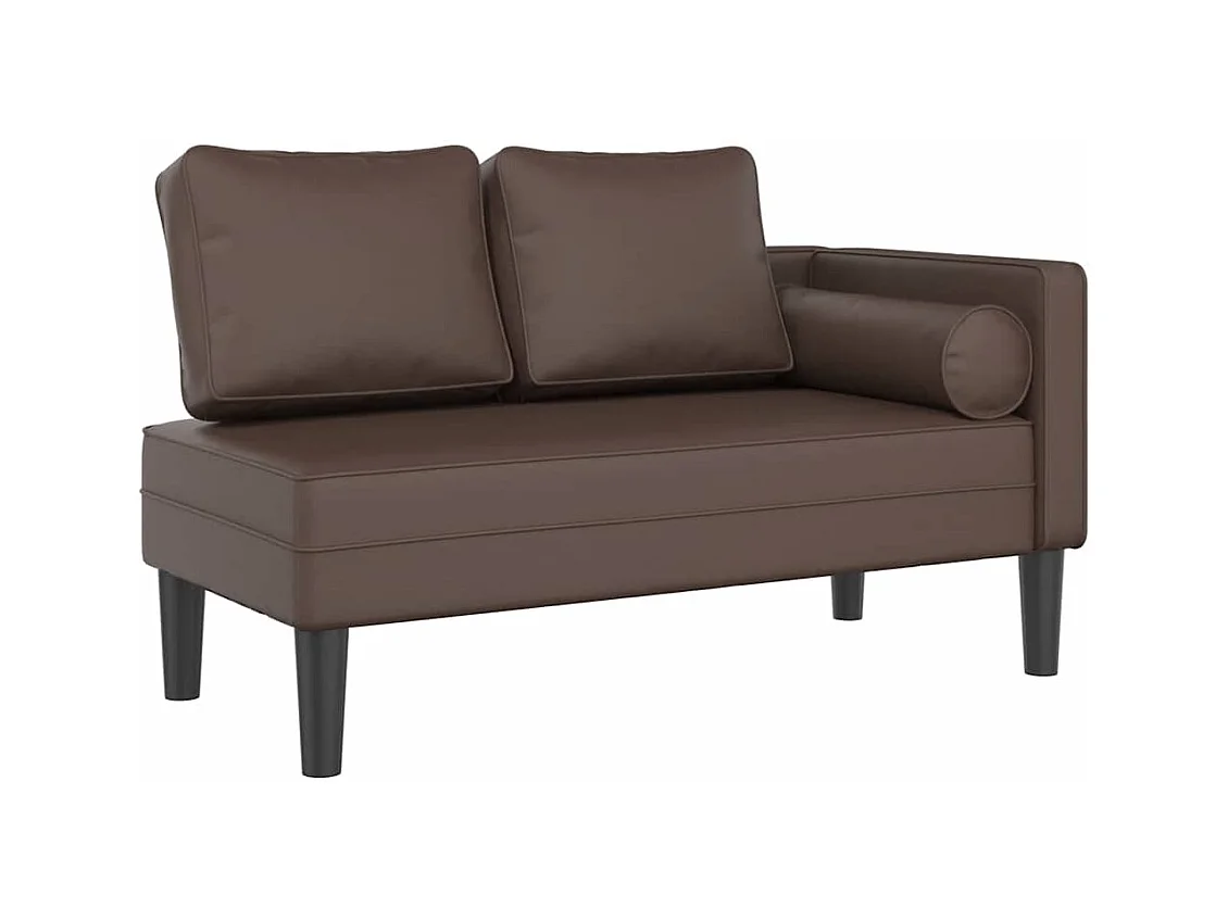 Méridienne chaise longue caanapé PVC marron 116.5 x 62 x 57.5 cm DEC026085