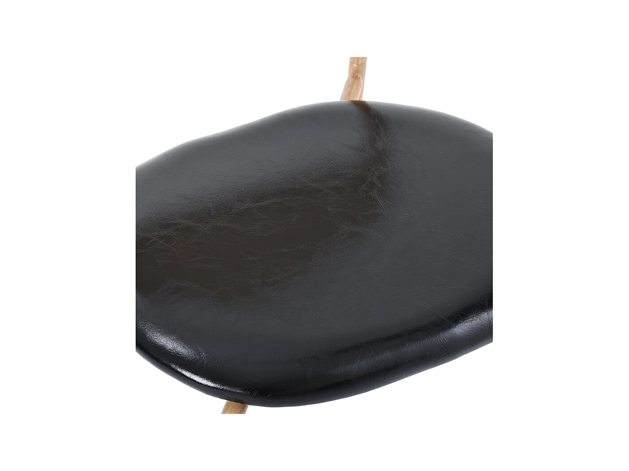 Lot de 4 Chaises en PU et rotin - pieds en métal - ergonomique - charge max 150kg - 46x48x80cm - Noir