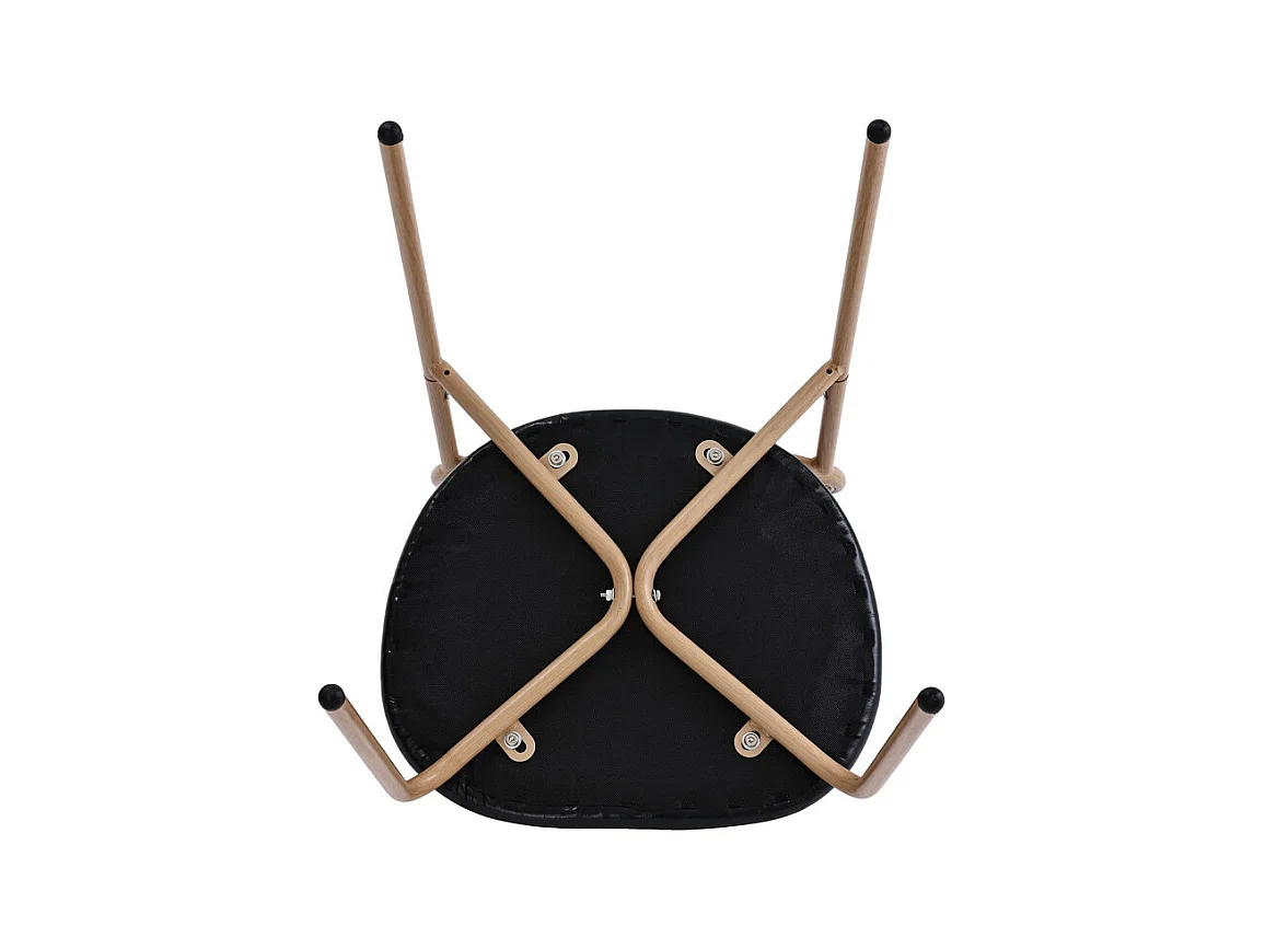 Lot de 4 Chaises en PU et rotin - pieds en métal - ergonomique - charge max 150kg - 46x48x80cm - Noir