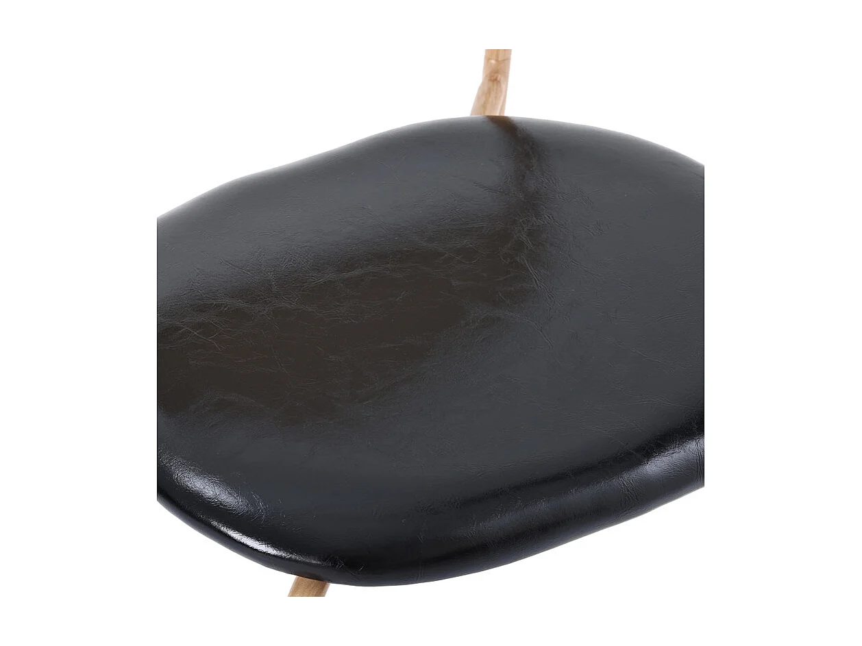 Lot de 4 Chaises en PU et rotin - pieds en métal - ergonomique - charge max 150kg - 46x48x80cm - Noir