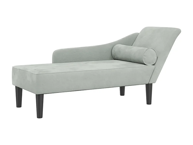 Méridienne chaise longue canapé grise 141 x 55.5 x 66.5 cm DEC026076