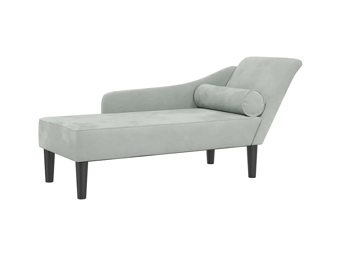 Méridienne chaise longue canapé grise 141 x 55.5 x 66.5 cm DEC026076