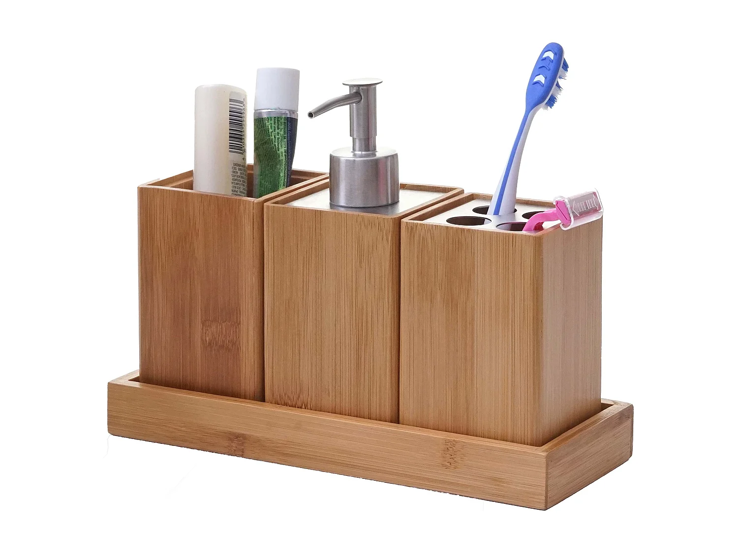 Accessoires de salle de bambou marron 7 x 16 x 7 cm 04_0003021