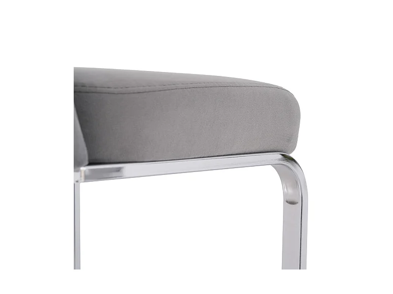 Lot de 4 chaises cantilever en velours et métal argenté, conception de diamant, charge max 150kg, 55x45x87cm, Gris