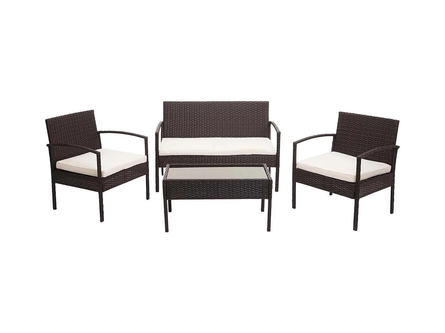 Ensemble pour extérieur balcon/jardin/salon crème 57 x 59 x 72 cm 04_0003246