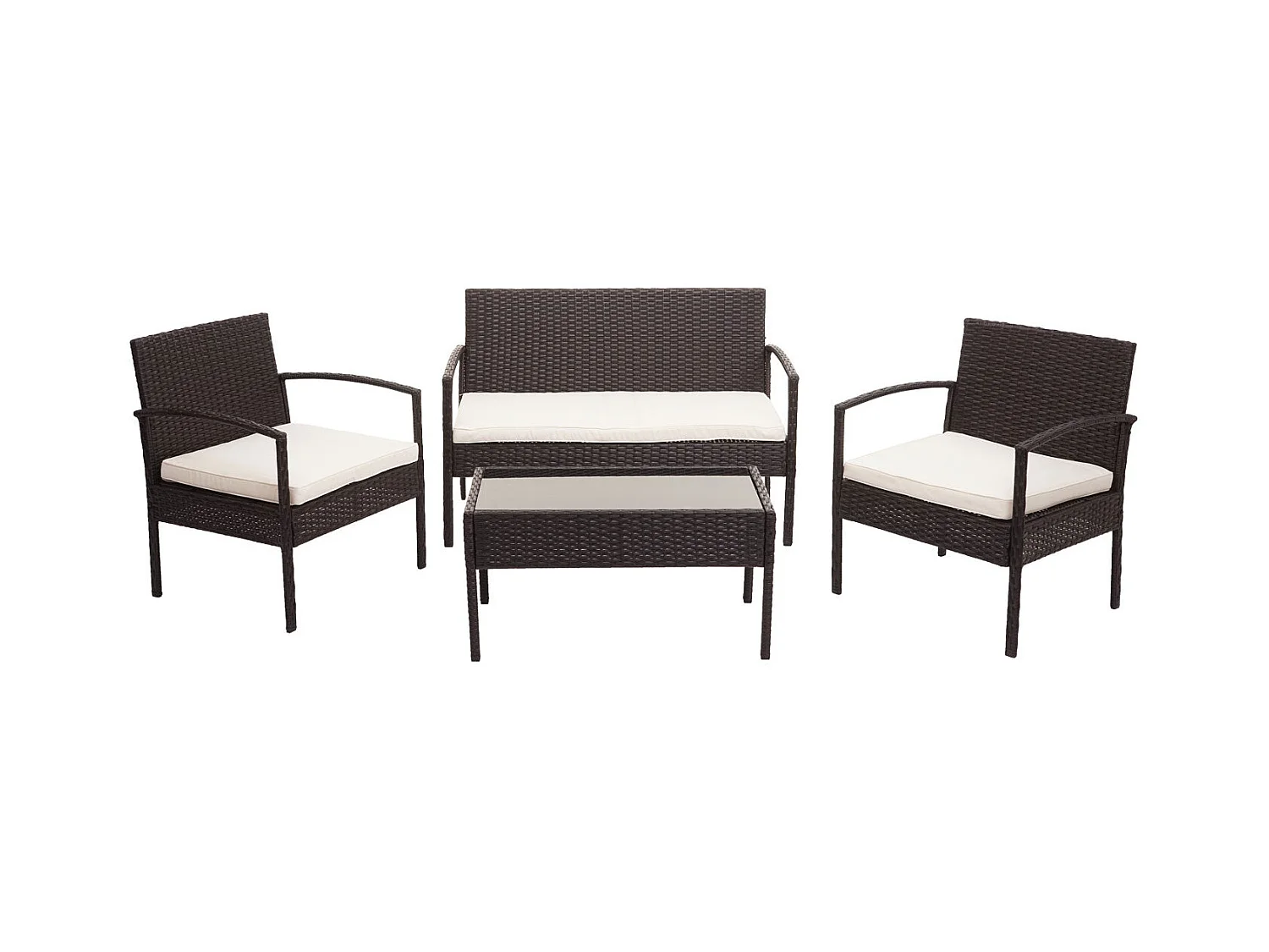 Ensemble pour extérieur balcon/jardin/salon crème 57 x 59 x 72 cm 04_0003246