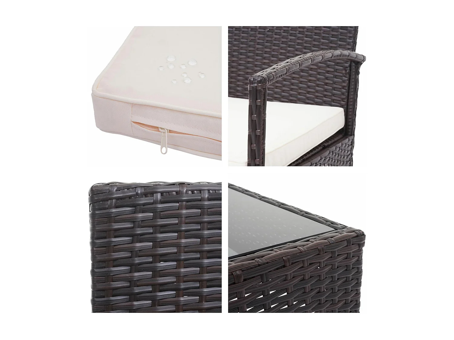 Ensemble pour extérieur balcon/jardin/salon crème 57 x 59 x 72 cm 04_0003246