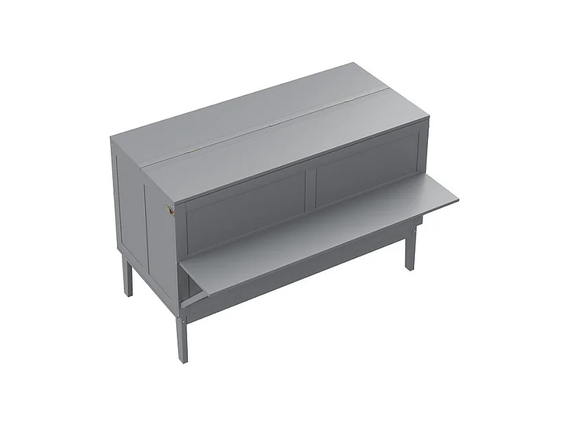 Lit escamotable 140 x 200 cm - avec cadre à latte - bois - charge max 200kg - Gris