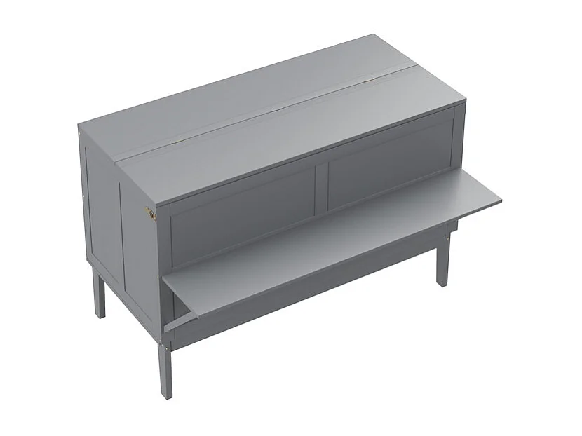 Lit escamotable 140 x 200 cm - avec cadre à latte - bois - charge max 200kg - Gris