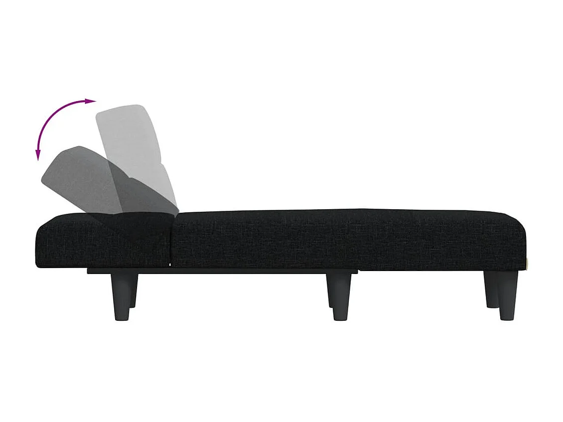 Méridienne chaise longue pour tissu noire 55 x 155 x 33 cm DEC026211