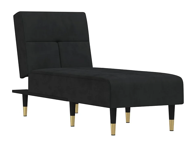 Méridienne chaise longue pour noire 55 x 155 x 33 cm DEC026218