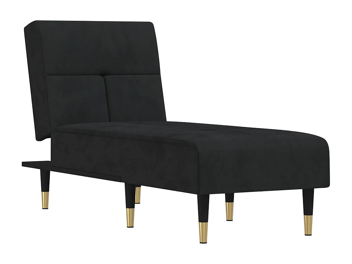 Méridienne chaise longue pour noire 55 x 155 x 33 cm DEC026218