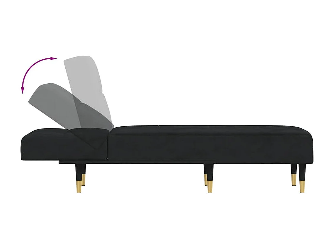 Méridienne chaise longue pour noire 55 x 155 x 33 cm DEC026218