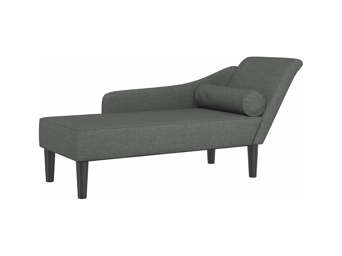 Méridienne chaise longue canapé tissu grise 141 x 55.5 x 66.5 cm DEC026079