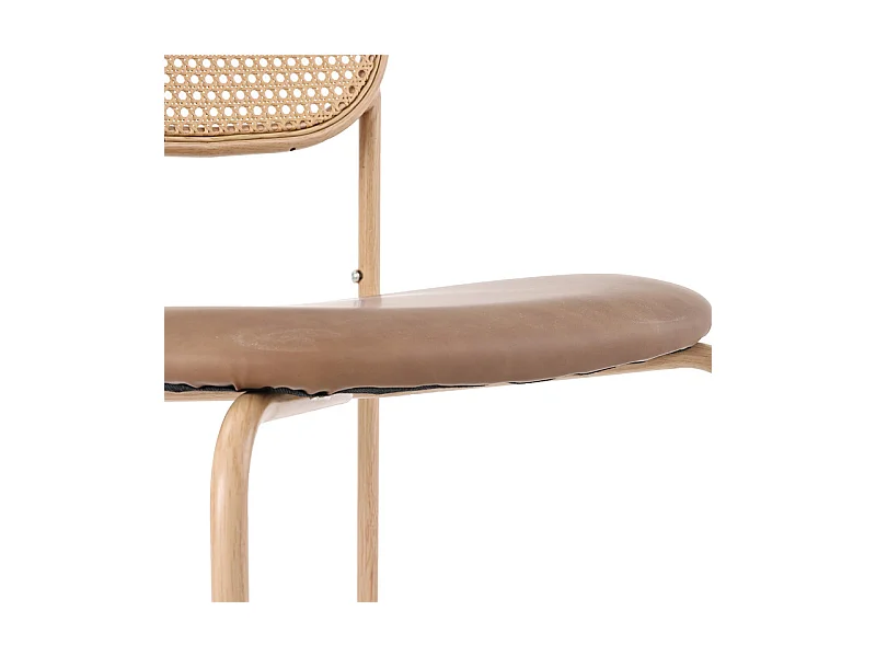 Lot de 6 Chaises en PU et rotin - pieds en métal - ergonomique - charge max 150kg - 46x48x80cm - Marron