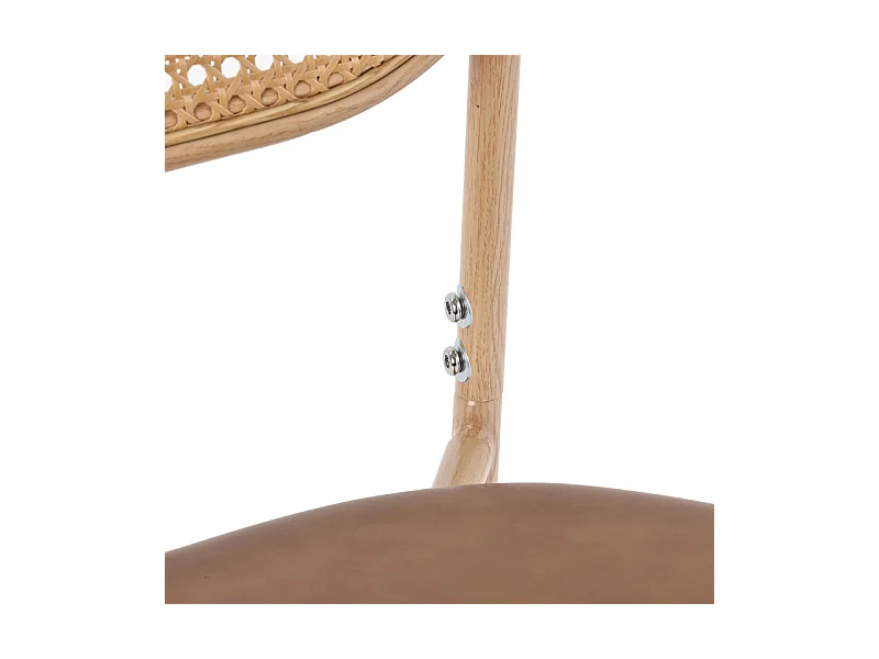 Set aus 6 Stühlen aus PU und Rattan - Metallfüße - Ergonomisch - Max. Belastung 150 kg - 46×48×80 cm - Braun