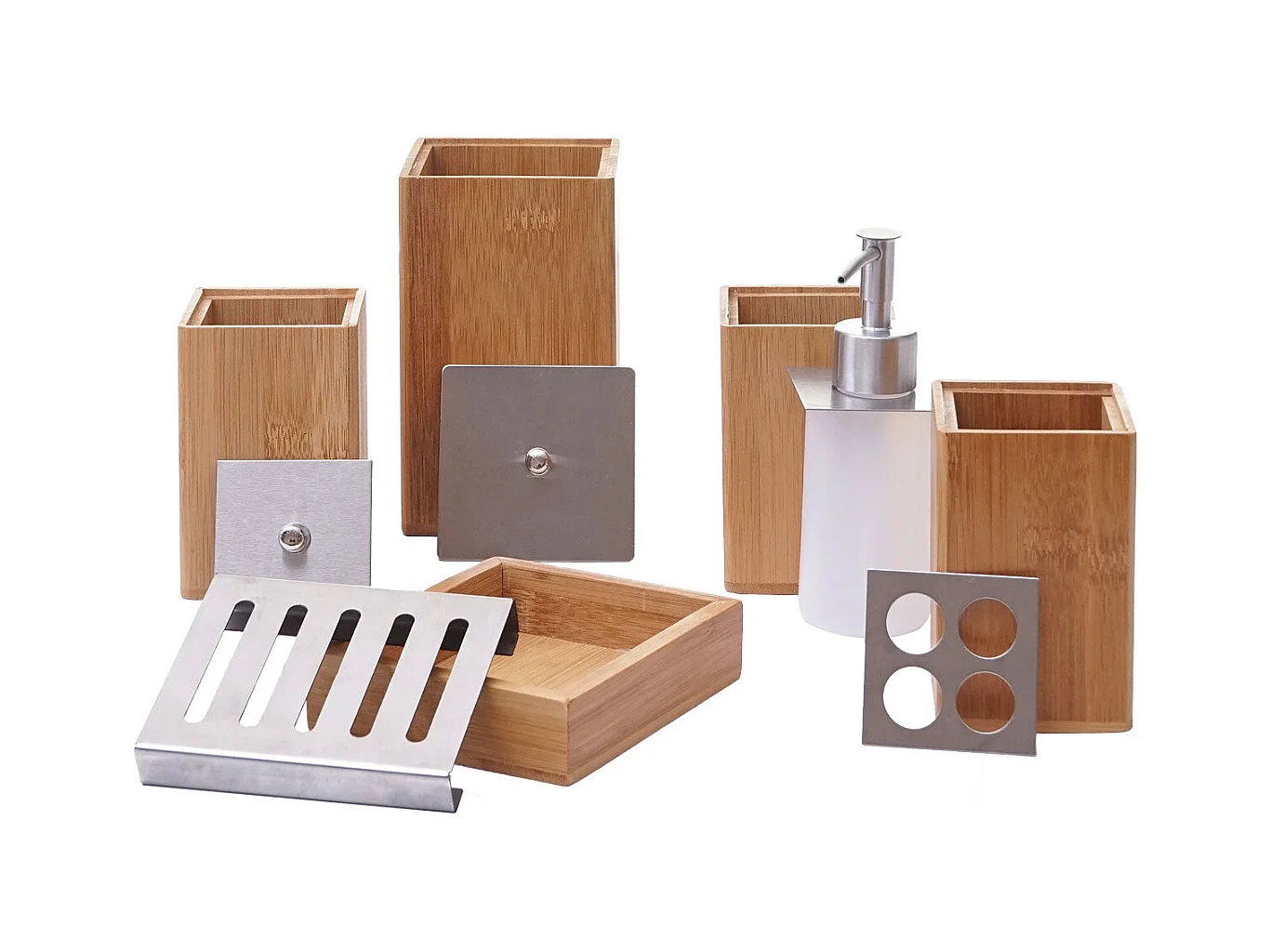 Accessoires de salle de bambou marron 9 x 8.5 x 38 cm 04_0003024