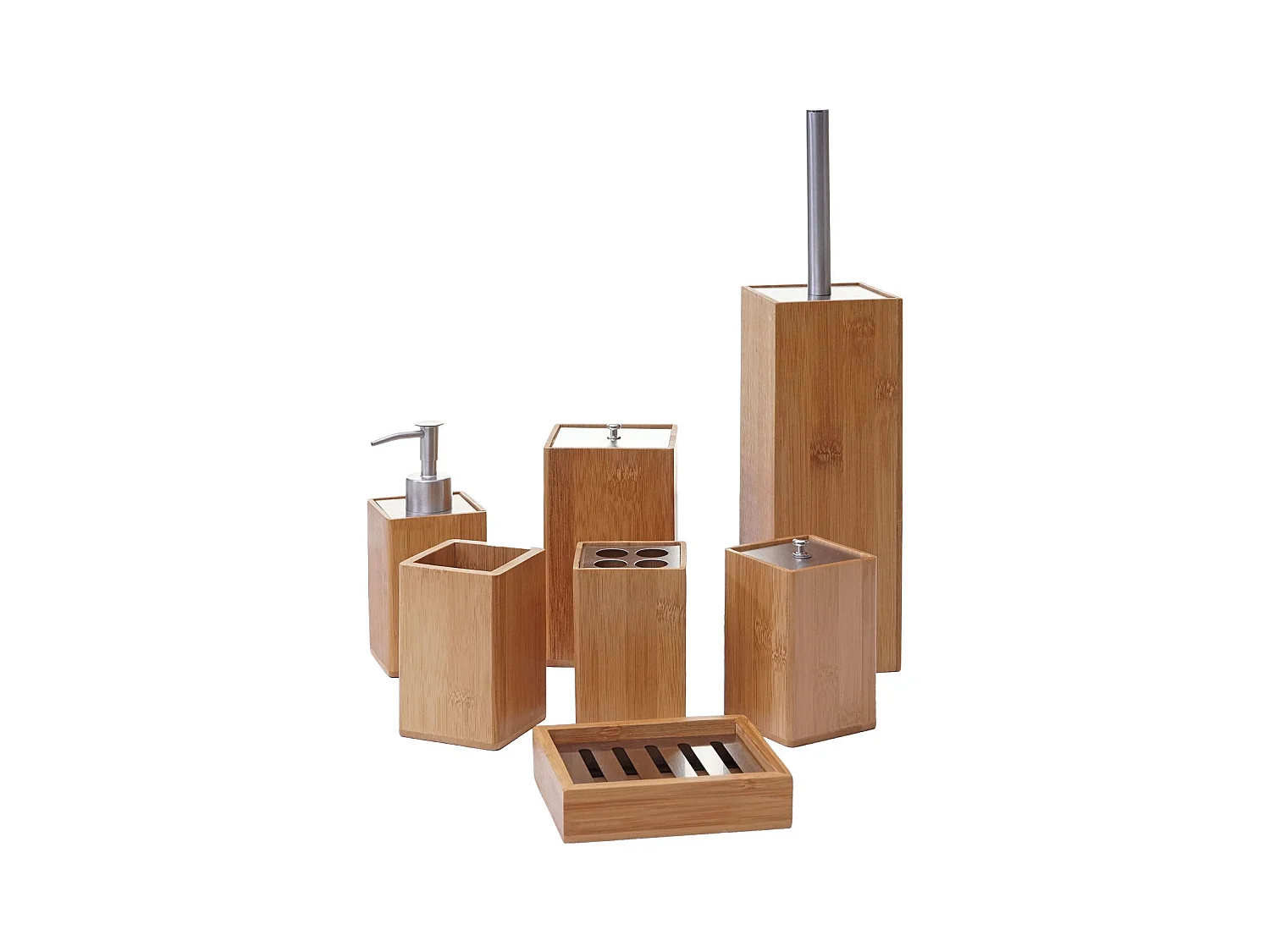 Accessoires de salle de bambou marron 9 x 8.5 x 38 cm 04_0003024