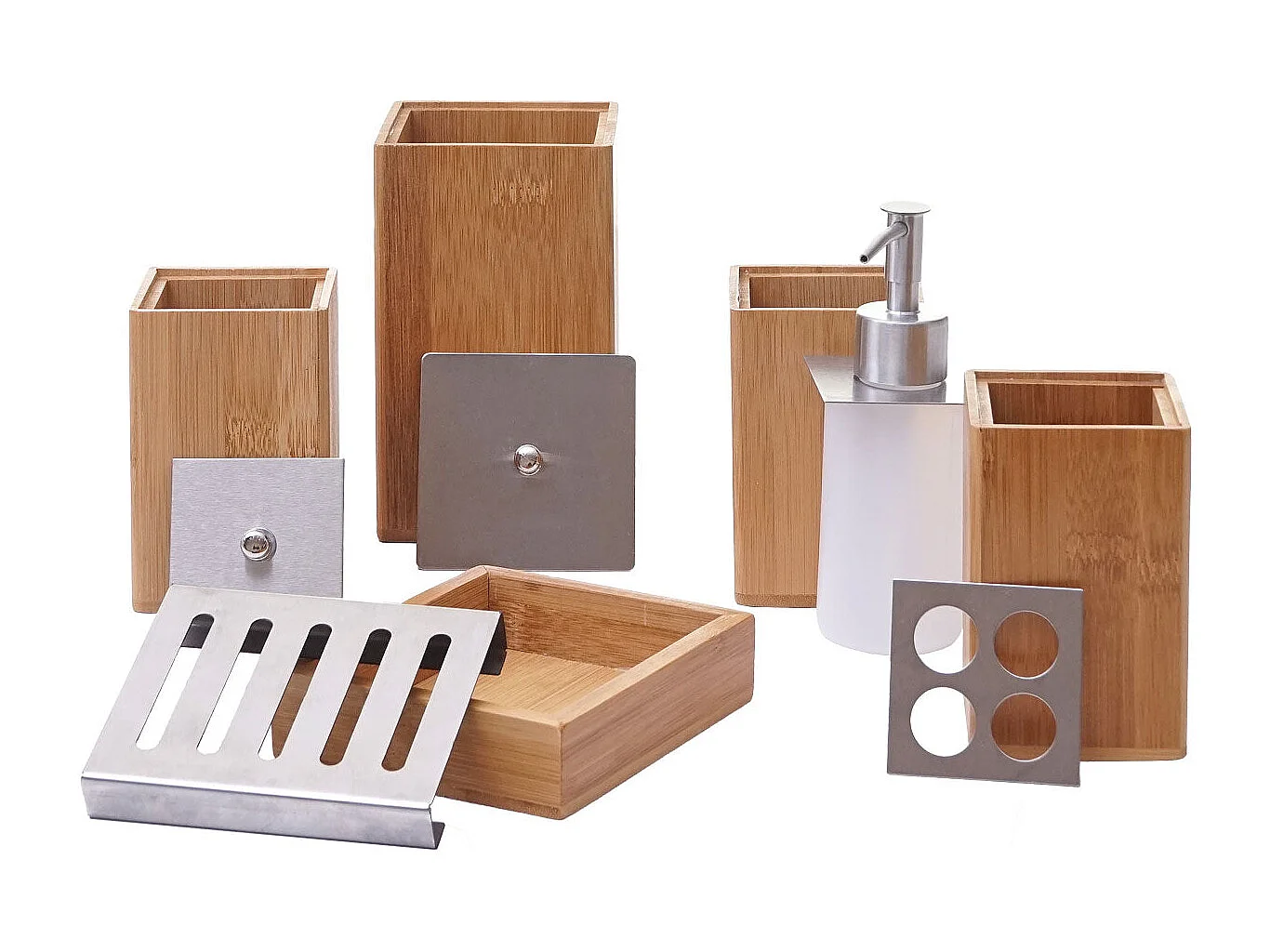 Accessoires de salle de bambou marron 9 x 8.5 x 38 cm 04_0003024