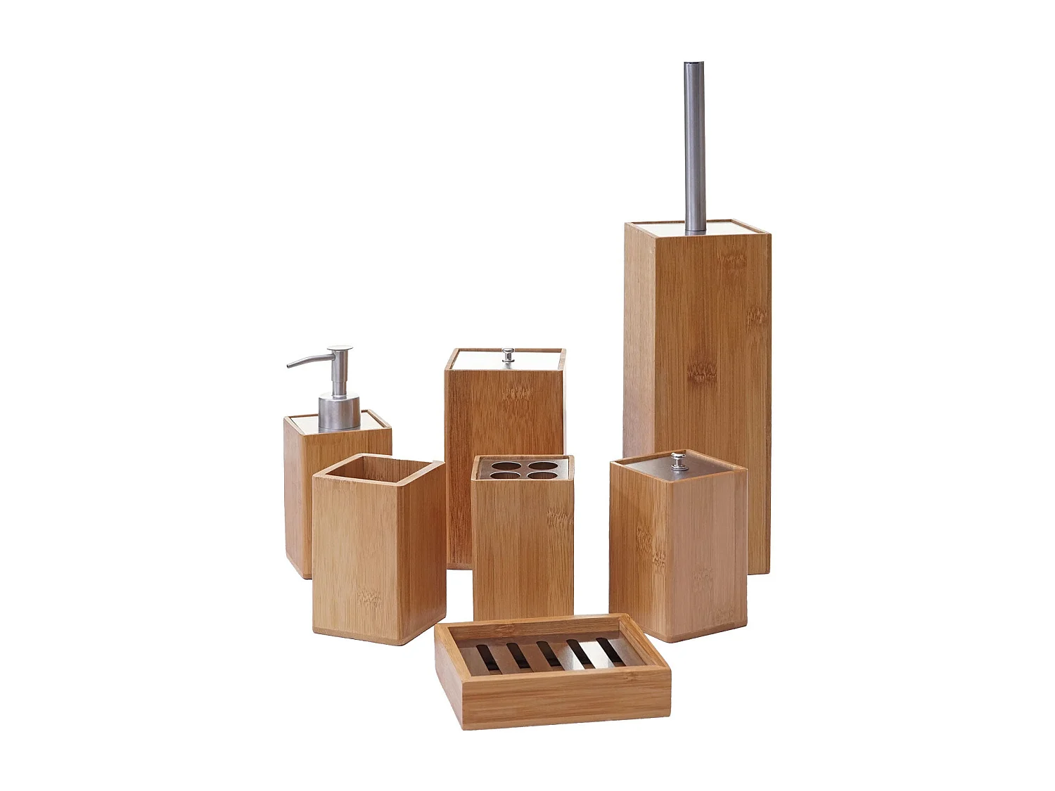 Accessoires de salle de bambou marron 9 x 8.5 x 38 cm 04_0003024