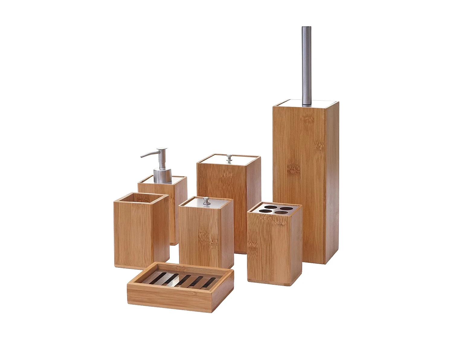 Accessoires de salle de bambou marron 9 x 8.5 x 38 cm 04_0003024