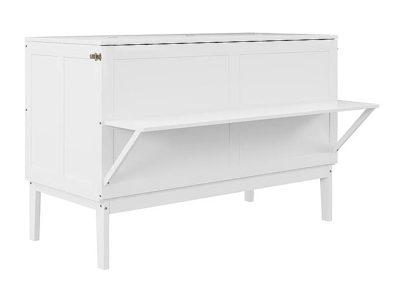 Lit escamotable 140 x 200 cm - avec cadre à latte - bois - charge max 200kg - Blanc