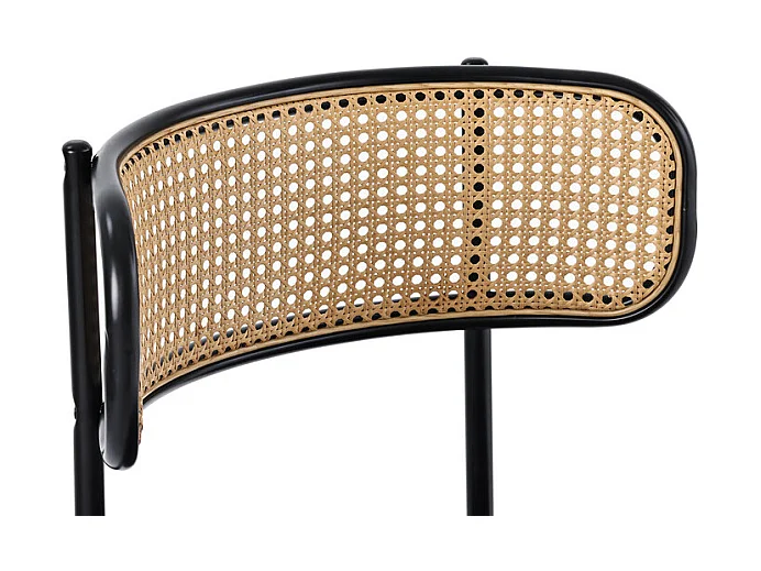 4 Pcs chaises en velours et rotin - pieds en métal - charge max 150kg - 45x40x75cm - Gris