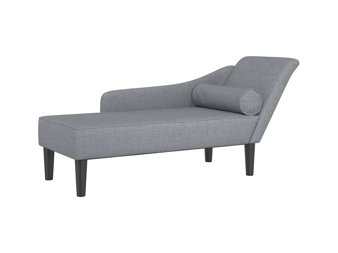Méridienne chaise longue canapé tissu grise 141 x 55.5 x 66.5 cm DEC026073