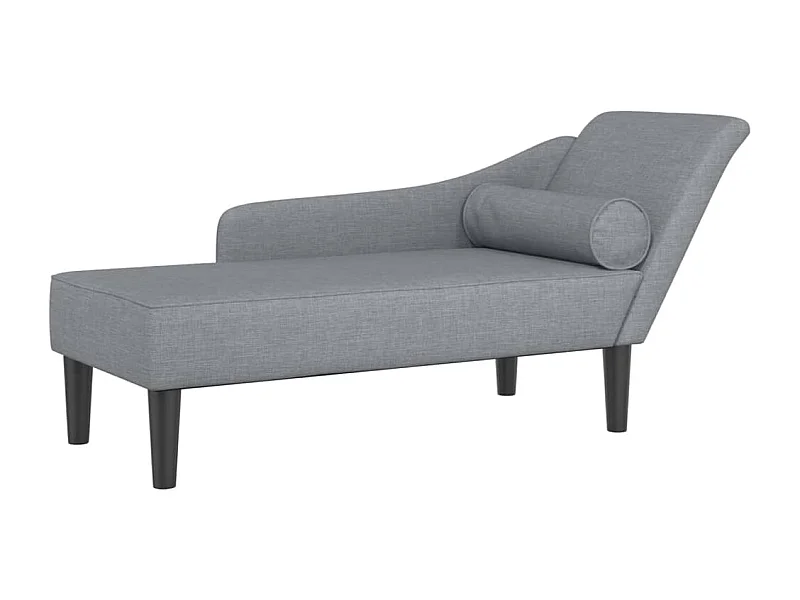Méridienne chaise longue canapé tissu grise 141 x 55.5 x 66.5 cm DEC026073