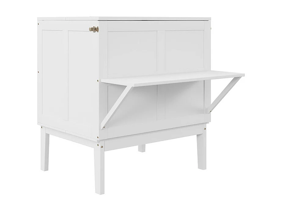 Lit escamotable 90x200 cm en bois - avec sommier à lattes - charge max 150kg - Blanc