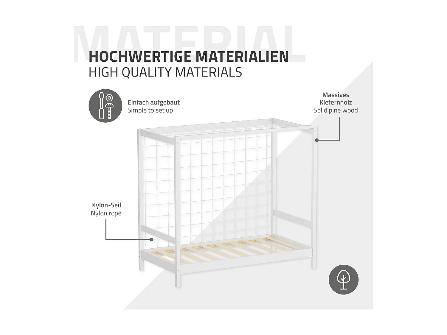 Lit d'enfant 80x160 cm avec matelas H10 cm en mousse cadre blanc en bois design football pin massif robuste avec sommier à lattes et filet de but