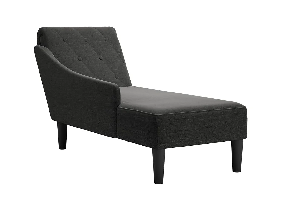Méridienne chaise longue canapé tissu noire 145 x 56 x 70 cm DEC026260
