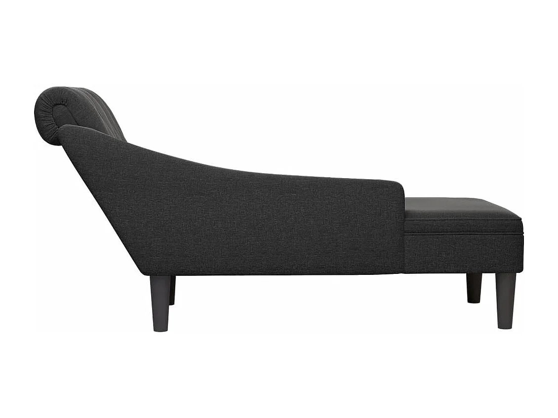 Méridienne chaise longue canapé tissu noire 145 x 56 x 70 cm DEC026260