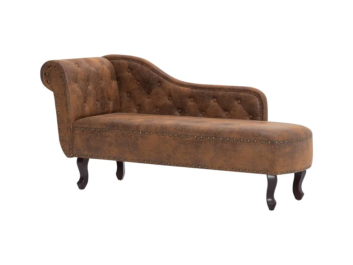 Méridienne chaise longue canapé PVC marron 162 x 56 x 77 cm DEC026202