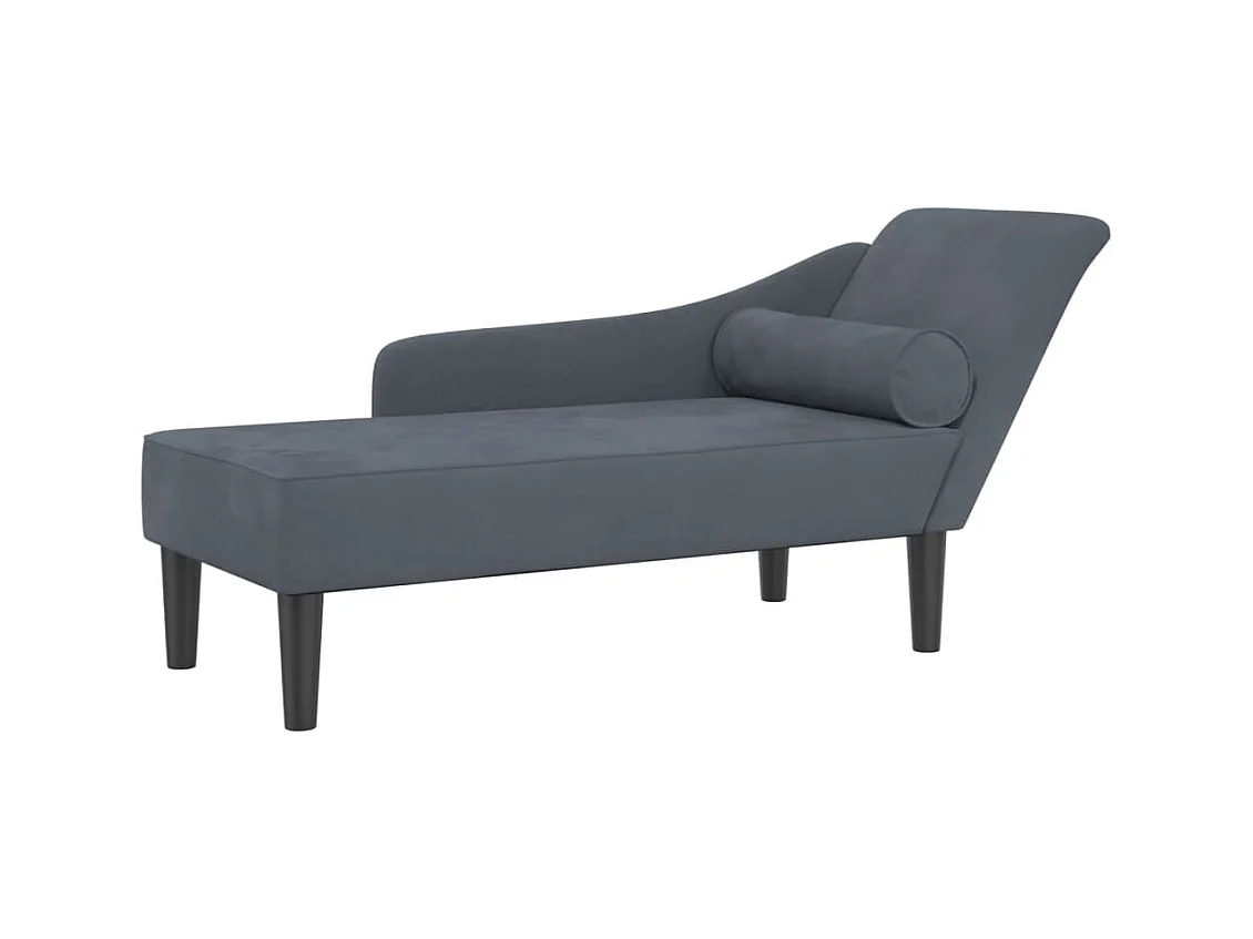 Méridienne chaise longue canapé grise 141 x 55.5 x 66.5 cm DEC026081