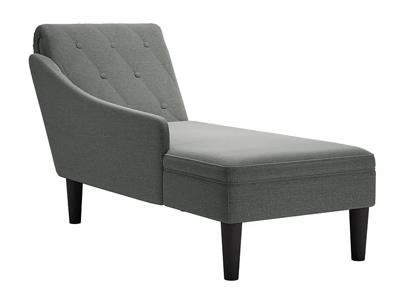 Méridienne chaise longue canapé tissu grise 145 x 56 x 70 cm DEC026256