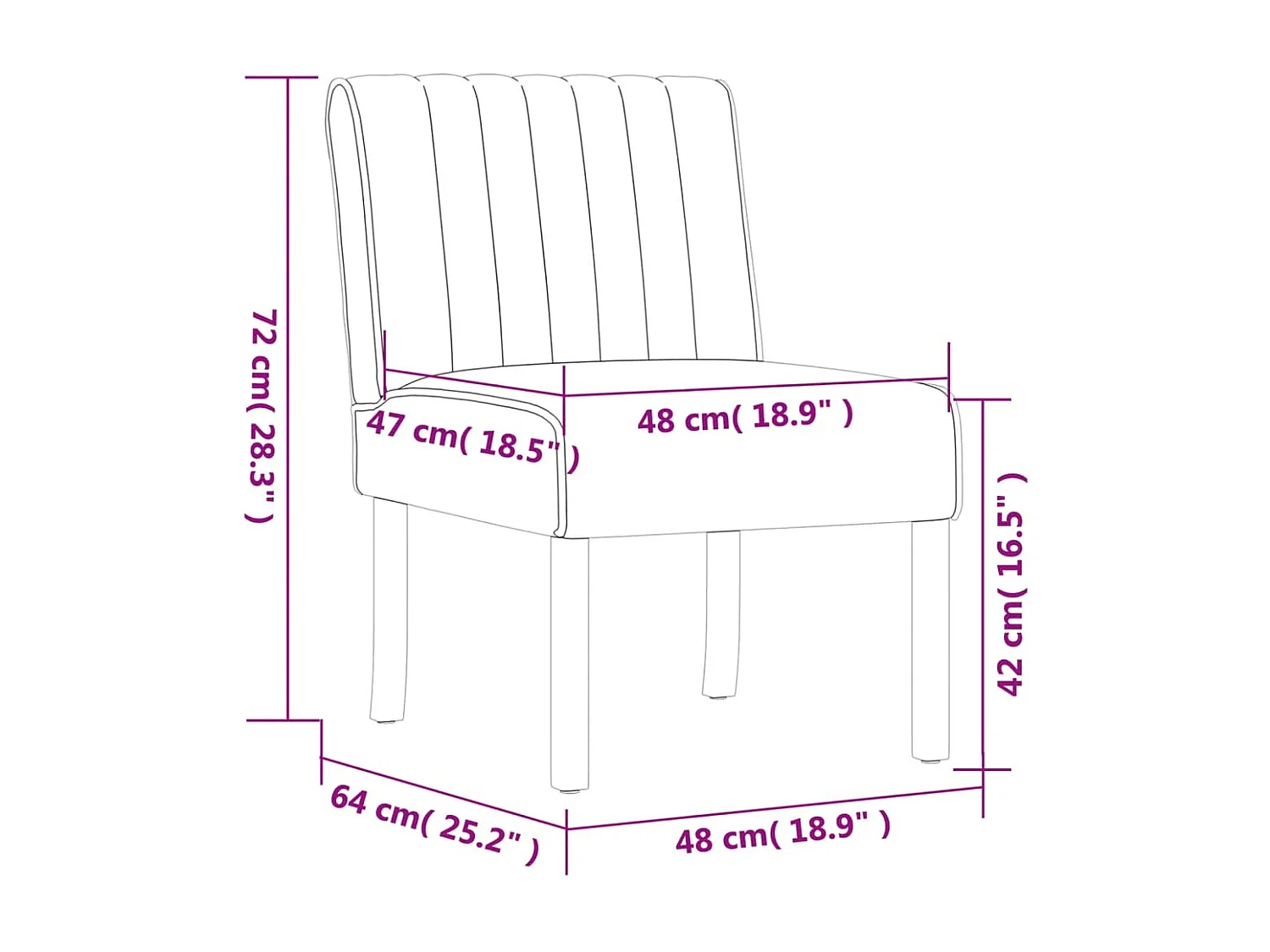 Fauteuil sans accoudoirs en bois marron 48 x 64 x 72 cm DEC026278